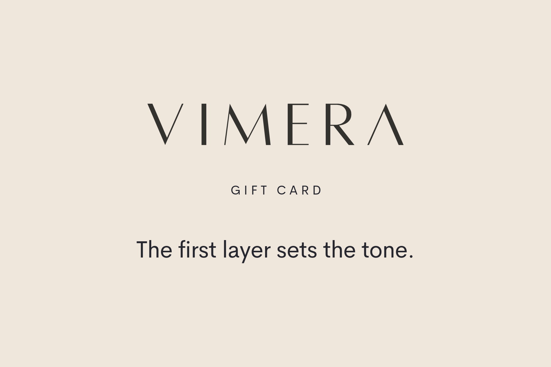 VIMERA gift card on a cream background